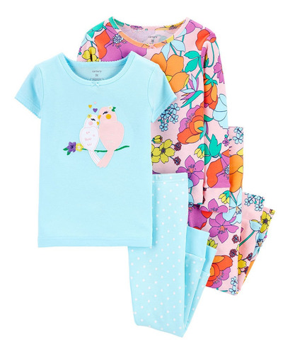 Carters Set 4 Piezas Pijama Algodon Floral Pajaros 1i554310