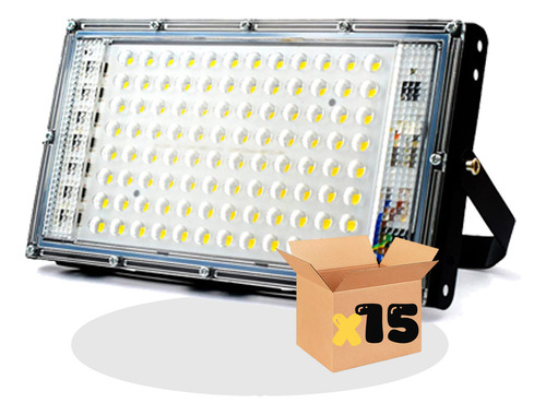 Pack De 15 Reflectores Led 100 Watts Resistencia A La Humedad Luz Fría 3600lm Ahorro De Energía Protección Ip65 Ideal Para Exteriores