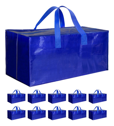 Paquete De 10 Bolsas De Mudanza Grandes Color Azul Resistent