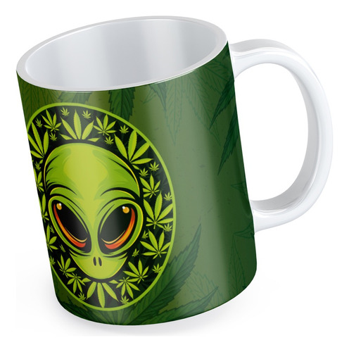 Mug Pocillo Taza - Alien Extraterrestre - Weed 