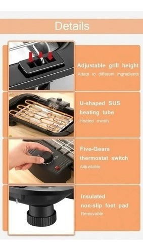 Parrillera Eléctrica 2000W Antiadherente para Barbacoa