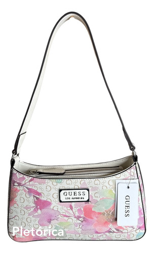Bolsa Guess Floreada De Hombro (original) Floreado Floreado Níquel Blanco