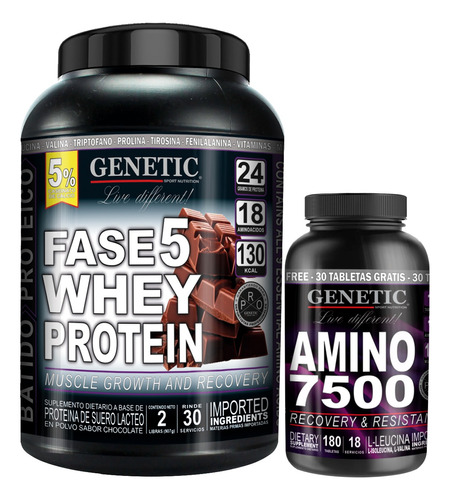 Crecimiento Muscular Whey Protein Fase 5 Amino 7500 Genetic