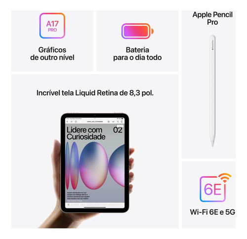 Apple iPad Mini, A17 Pro, Wifi + Cellular 512 Gb Azul