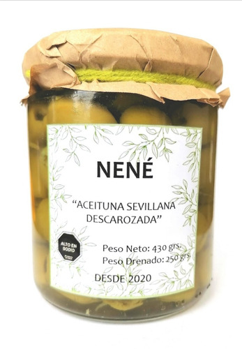 Aceituna Sevillana Descarozada, Frasco De 430 Grs Neto