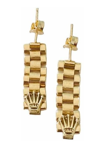 Aretes Tipo Rolex 2cmx5mm Oro 14 Kilates + Obsequio