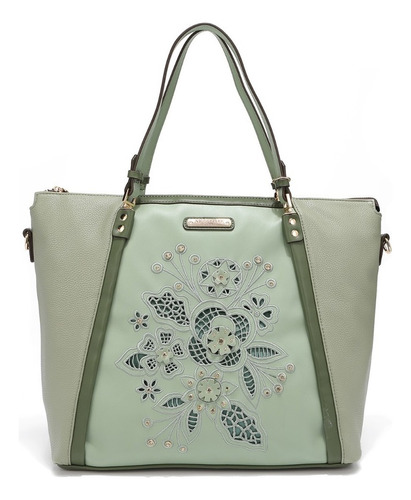 Bolsa Shoulder Nicole Lee Corte Laser Y Bordado Ss22 Color Sage