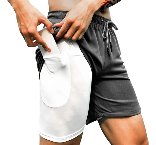 Short Gimnasio Con Licra Deportiva 2 En 1 Hombre Correr
