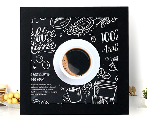 Imagem 4 de 5 de Kit 4 Quadros Decorativos Cantinho Do Café Moldura Preta