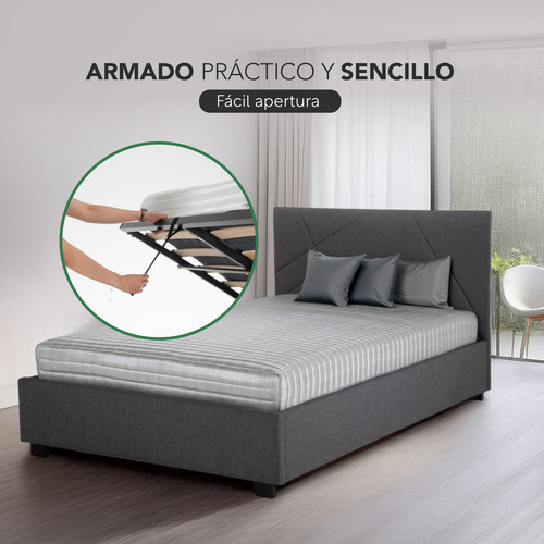 Base Cama Abatible Madera + Colchón Premium Individual