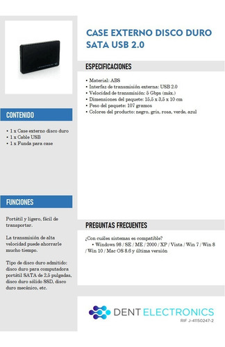 Imagen 8 de 10 de Case Externo Disco Duro Sata Usb 2.0 Portatil Para Laptop