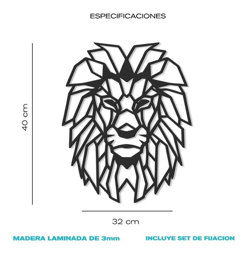 Imagen 6 de 6 de Cuadro Decorativo En Madera Calada León Mural