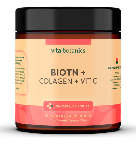 Biotina Pura + Colageno Hidrolizado Con 60 Capsulas Sabor Sin sabor