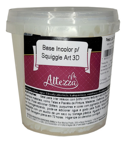 Base Incolor Para Arte Em Alto Relevo Squiggle Art 3d 450g