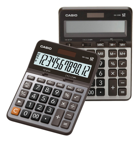 2 Calculadoras De Escritorio Casio Gx-120b Y Mx-120b 12 Dig. Color Gris