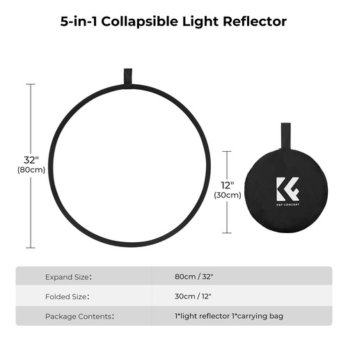Reflector De Luz K&f Concept 5 En 1 De 80 Cm Para Estudio Y