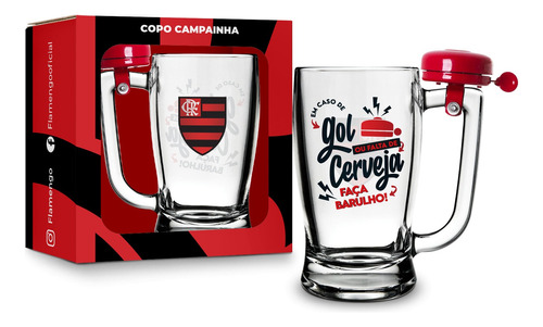 Caneca Flamengo Chopp Copo Cerveja Vidro Mengão Oficial