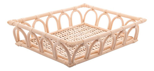 Bandeja Decorativa Wolff De Rattan Com Alça Nature 31cm