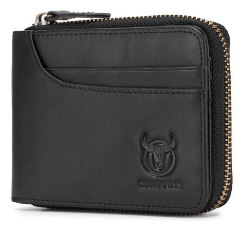 De Cuero Genuino Bifold Cremallera Cartera Para Hombres Rfid