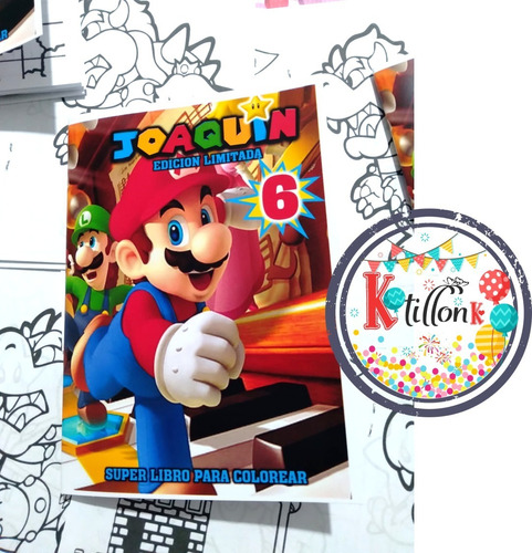 Libros Para Colorear Souvenir Mario Bros Personalizados X 30