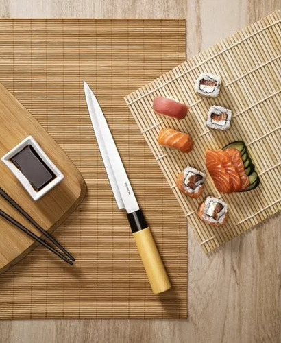 Imagem 4 de 10 de Faca Para Sushi E Sashimi 8.4 Aço Inox Samurai Japa Brinox