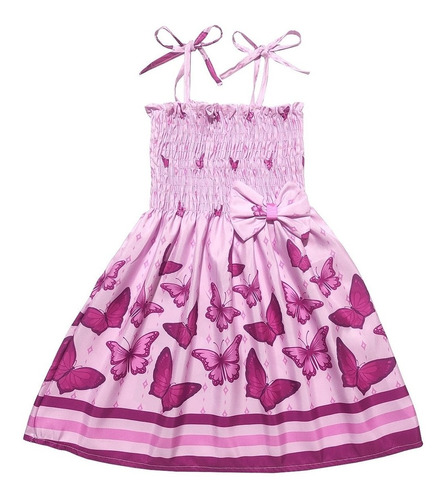 Vestido Infantil Estampa De Borboletas Modelo Ciganinha