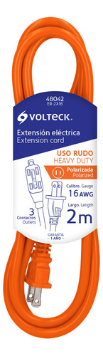 Extension Electrica Uso Rudo 2 M Calibre 16 Voltech 48042