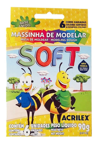 Massinha De Modelar Soft 90g 6 Cores Acrilex