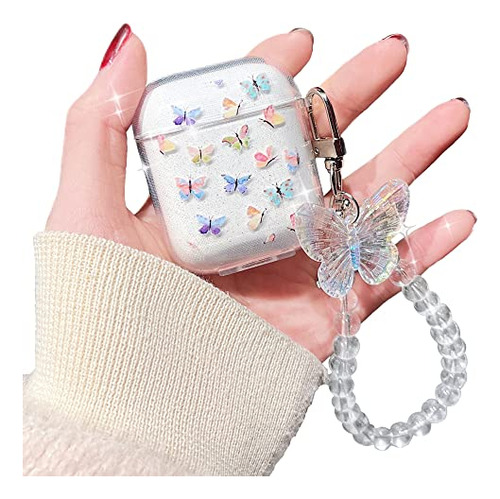 Srddty Compatible Con AirPods Case Cute Clear Glitter, Shock