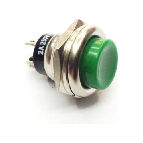 Megatronica Pulsador A Rosca Botón Verde Metalico Ds-212 16m