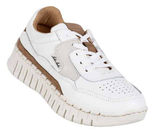 Tenis Casual Plataforma Mujer Blanco Piel Lobo Solo 01904004