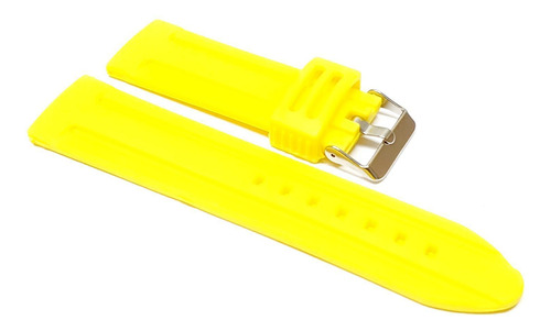 Pulseira Para Relógio De Silicone Reta 2 Frisos 26mm Amarelo