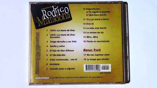 Cd Homenaje A Rodrigo & Maradona - Pasión Tropical (Usado)