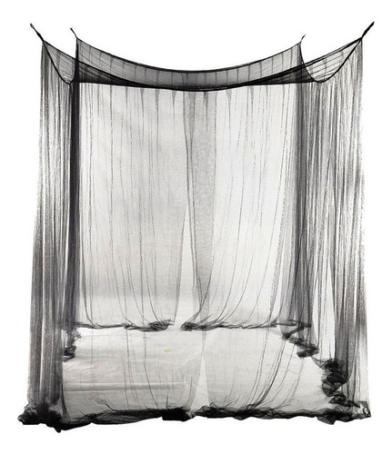 4 Poste De Esquina Mosquitera Cama Malla Viaje Negro