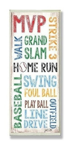 Stupell Home Decor Home Run Baseball Typography Rectangle Wa