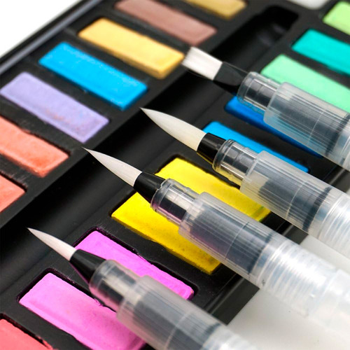 Set Pinceles De Agua Pintura Acuarela Acrilico Dibujo Oleo Cerdas Blanco