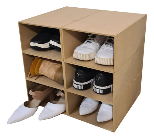 Cajas Organizadora Zapatos Sin Tapa X 6 En Madera (h/ T.44) 