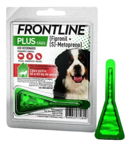 Frontline Plus Cão 4,02ml (40 A 60kg) Verde