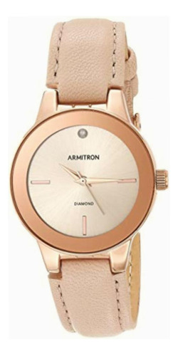Reloj Armitron Diamond Accented 30mm, Pulsera De Piel Color De La Correa Rosa Color Del Bisel Rosa Color Del Fondo Rosa