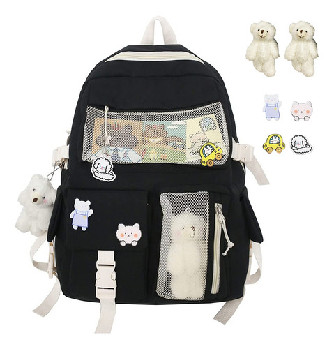 Mochila Kawaii De Nylon De Resistente Para Estudiantes Impermeables Diseño De Gran Capacidad.adecuado Para La Escuela, Compras, Deportes, Viajes Etc.