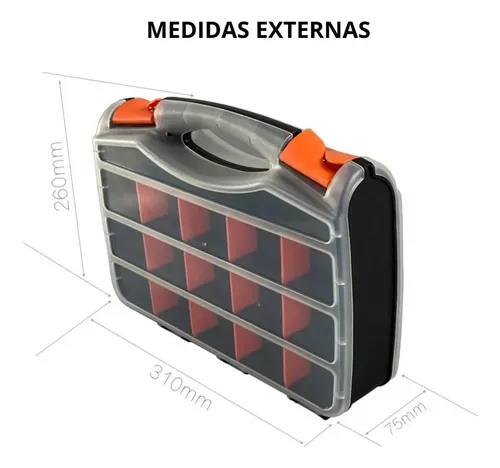 Maleta Organizadora Dupla Face Com 32 Compartimentos 2 Lados Preto