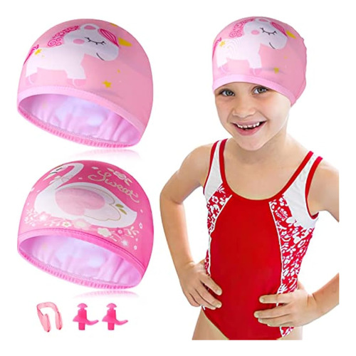 2 Pcs Kids Swim Caps, Gorros De Natación Para Niñas Niños (e