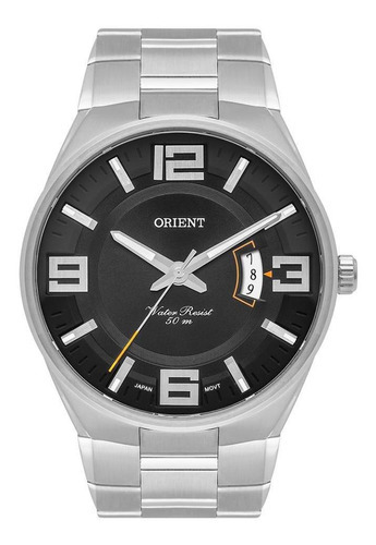Relógio Masculino Orient Neo Sports Prata Fundo Preto E Data