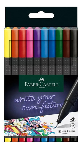 10 Marcadores Grip Finepen Faber Castell Ergonomicos 0.4mm