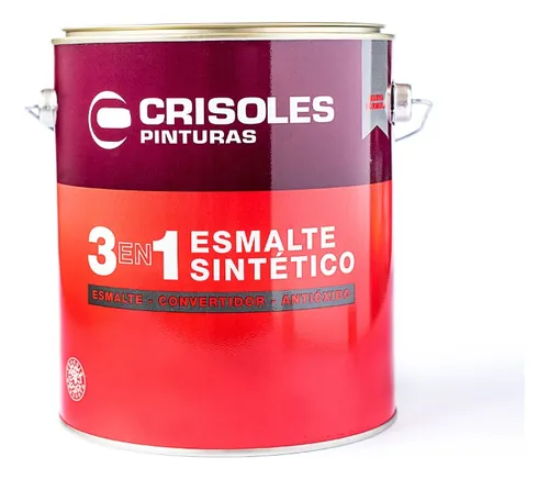 Pintura Esmalte Sintetico 3 En 1 0.225 Lts - Crisoles Acabado Semibrillo Color Blanco Semibrillo