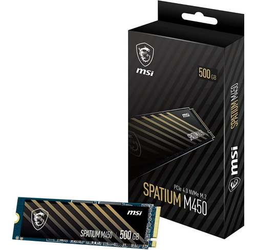 SSD de unidade sólida Msi Spatium M450 500gb Pcie 4.0 Nvme M.2 cor preta