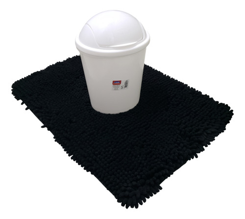 Set Para Baño/portarrollo Madera/alfombra/tacho (packx4 Un)