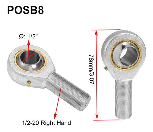 Rodamiento De Extremo De Varilla 12.7 Mm Rosca Derecha 2 Pie