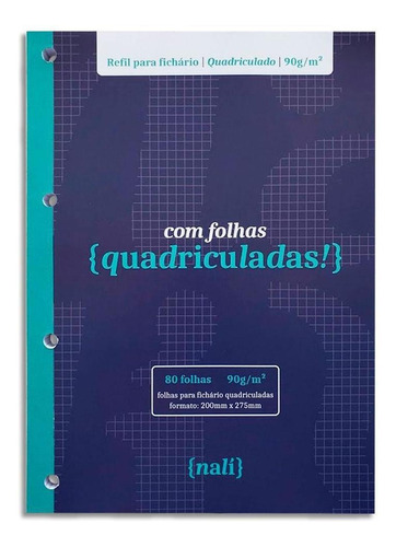 Bloco Nalí Para Fichário A4 Com 80 Folhas - Quadriculado