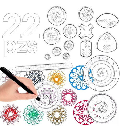 Set 22 Engranajes Juego Espirógrafo Dibujo Espiral Niños F